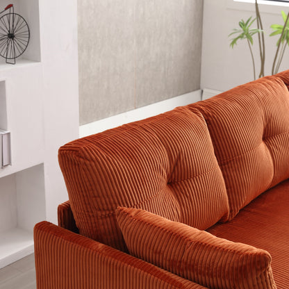 Orange 81.1'' L-Shaped Fabric Sofa: Reversible Chaise, Storage, Solid Wood Frame, and Foam Seating