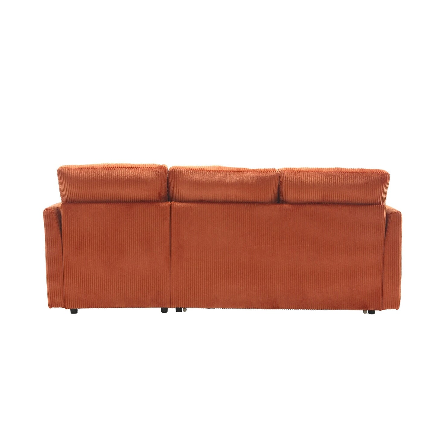Orange 81.1'' L-Shaped Fabric Sofa: Reversible Chaise, Storage, Solid Wood Frame, and Foam Seating
