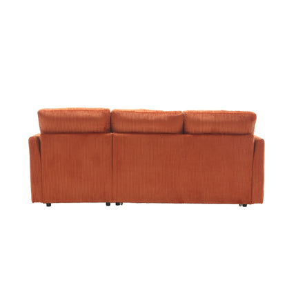 Orange 81.1'' L-Shaped Fabric Sofa: Reversible Chaise, Storage, Solid Wood Frame, and Foam Seating