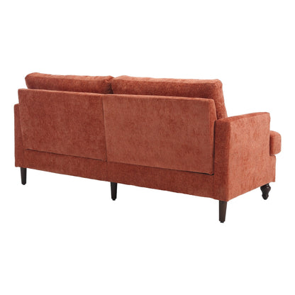 Orange Modern Chenille 68.9'' 2-Seater Sofa: Detachable Cushions, Solid Wood Frame, and Brown Wooden Legs