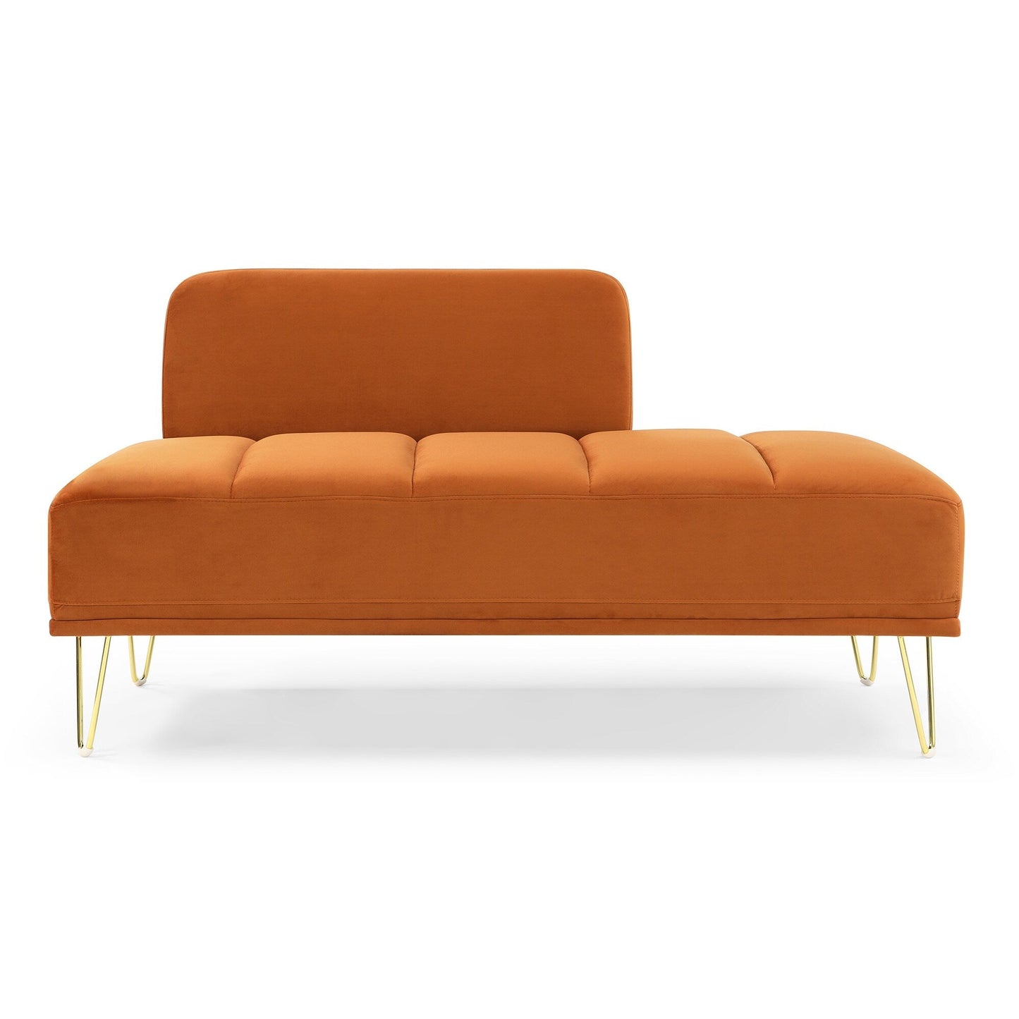Orange Upholstered Loveseat Bench with Gold Legs