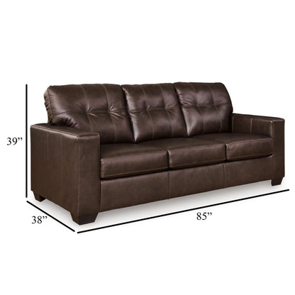 Orion Queen Sofa Sleeper, 85 Inch Dark Brown Real and Faux Leather
