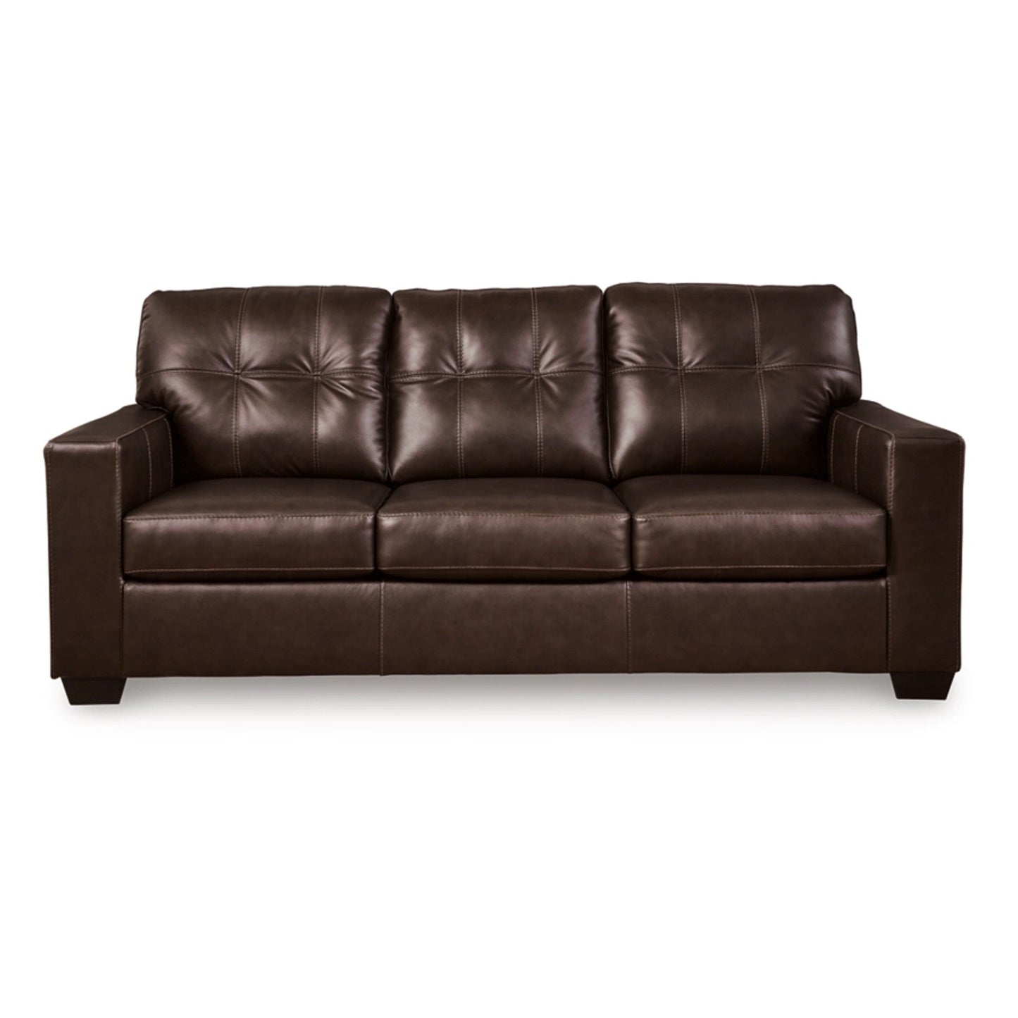 Orion Queen Sofa Sleeper, 85 Inch Dark Brown Real and Faux Leather