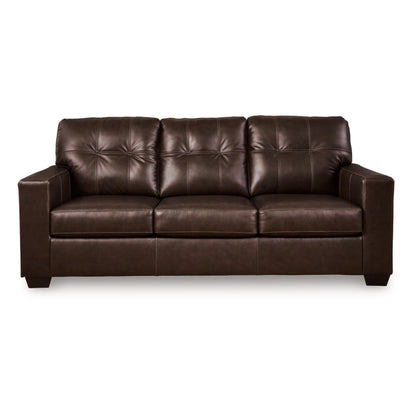 Orion Queen Sofa Sleeper, 85 Inch Dark Brown Real and Faux Leather
