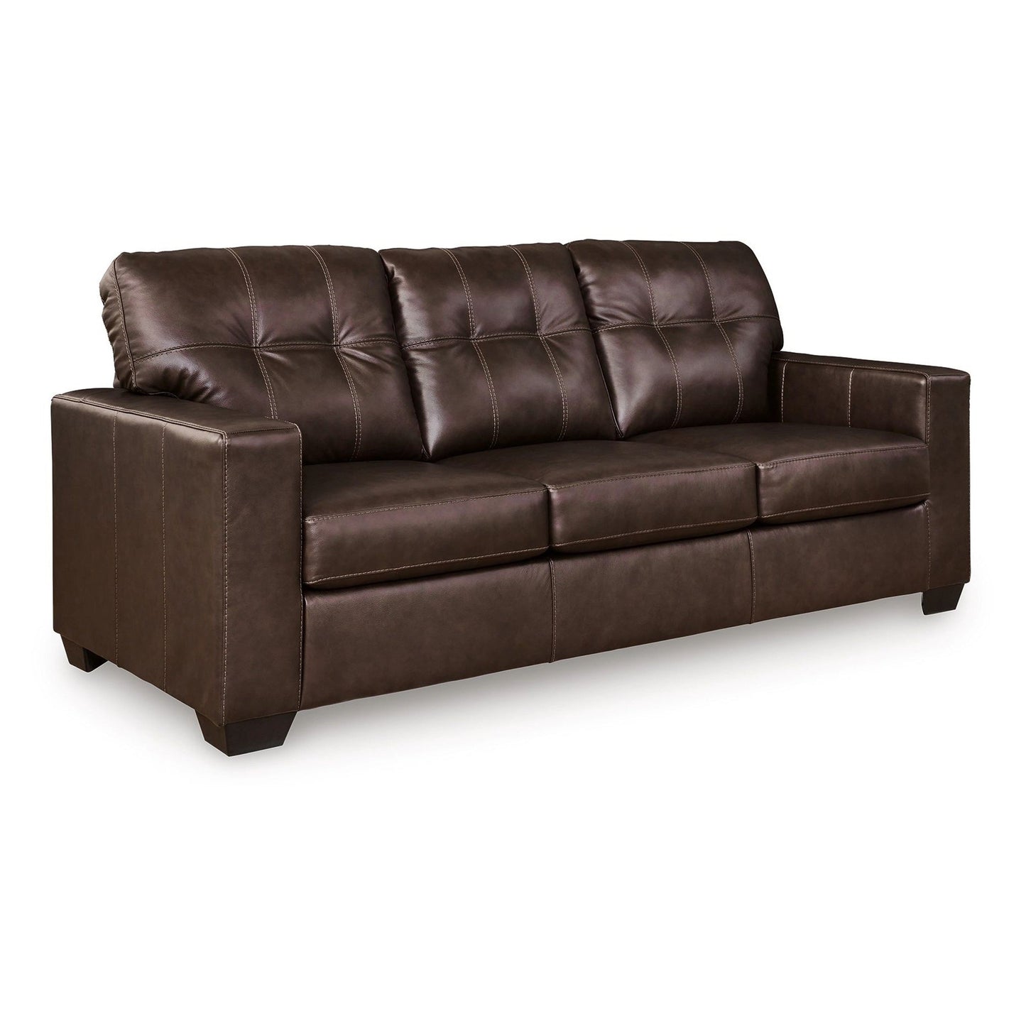 Orion Queen Sofa Sleeper, 85 Inch Dark Brown Real and Faux Leather