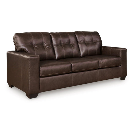 Orion Queen Sofa Sleeper, 85 Inch Dark Brown Real and Faux Leather