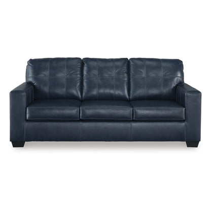 Orion Queen Sofa Sleeper, 85 Inch Ocean Blue Real and Faux Leather