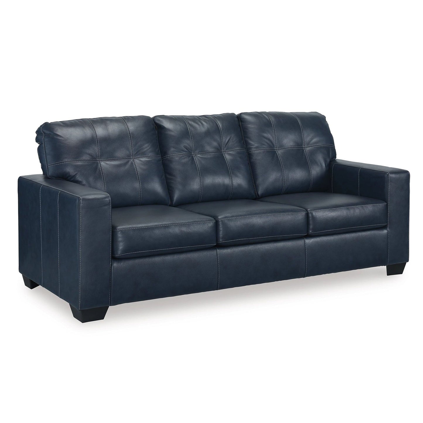 Orion Queen Sofa Sleeper, 85 Inch Ocean Blue Real and Faux Leather