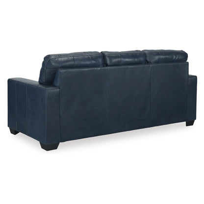 Orion Queen Sofa Sleeper, 85 Inch Ocean Blue Real and Faux Leather
