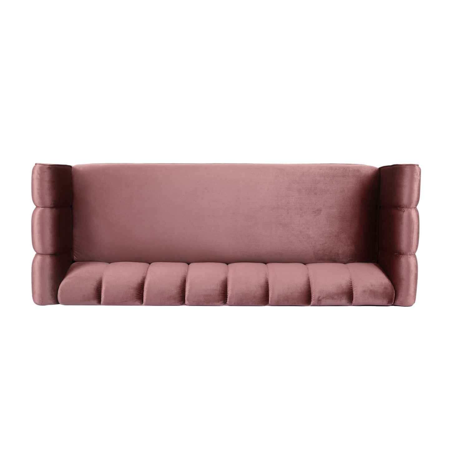 Orla Sofa, 83 Inch, Retro Channel Tufted Stitch Design, Pink Velvet