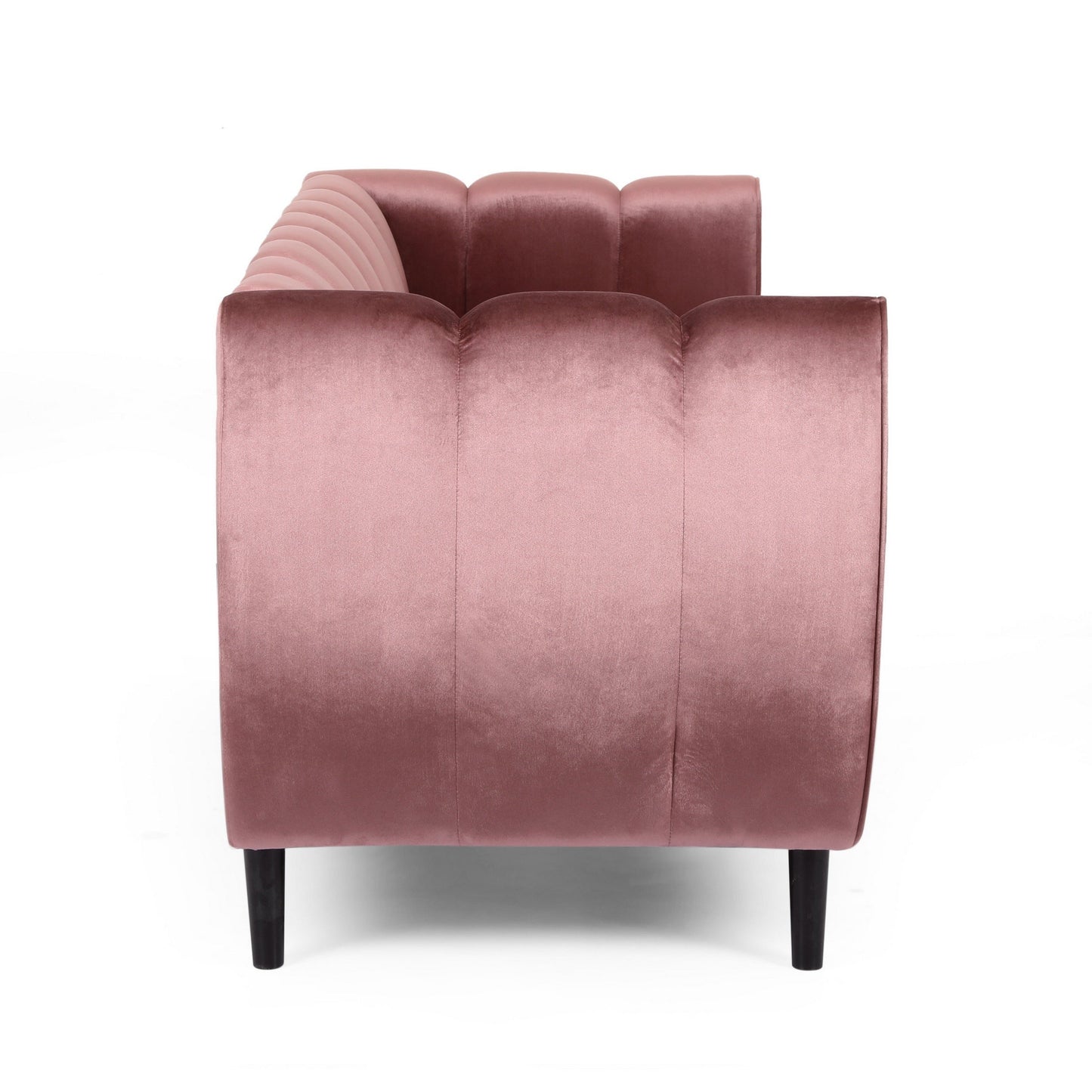 Orla Sofa, 83 Inch, Retro Channel Tufted Stitch Design, Pink Velvet