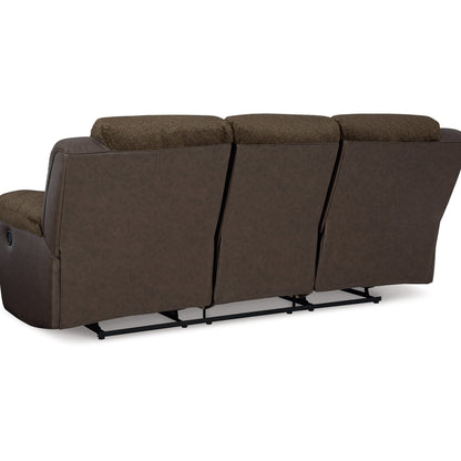 Orman Manual Recliner Sofa, Matte Chocolate Brown Faux Leather 91 Inch
