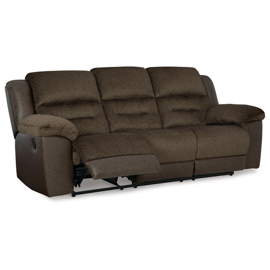 Orman Manual Recliner Sofa, Matte Chocolate Brown Faux Leather 91 Inch