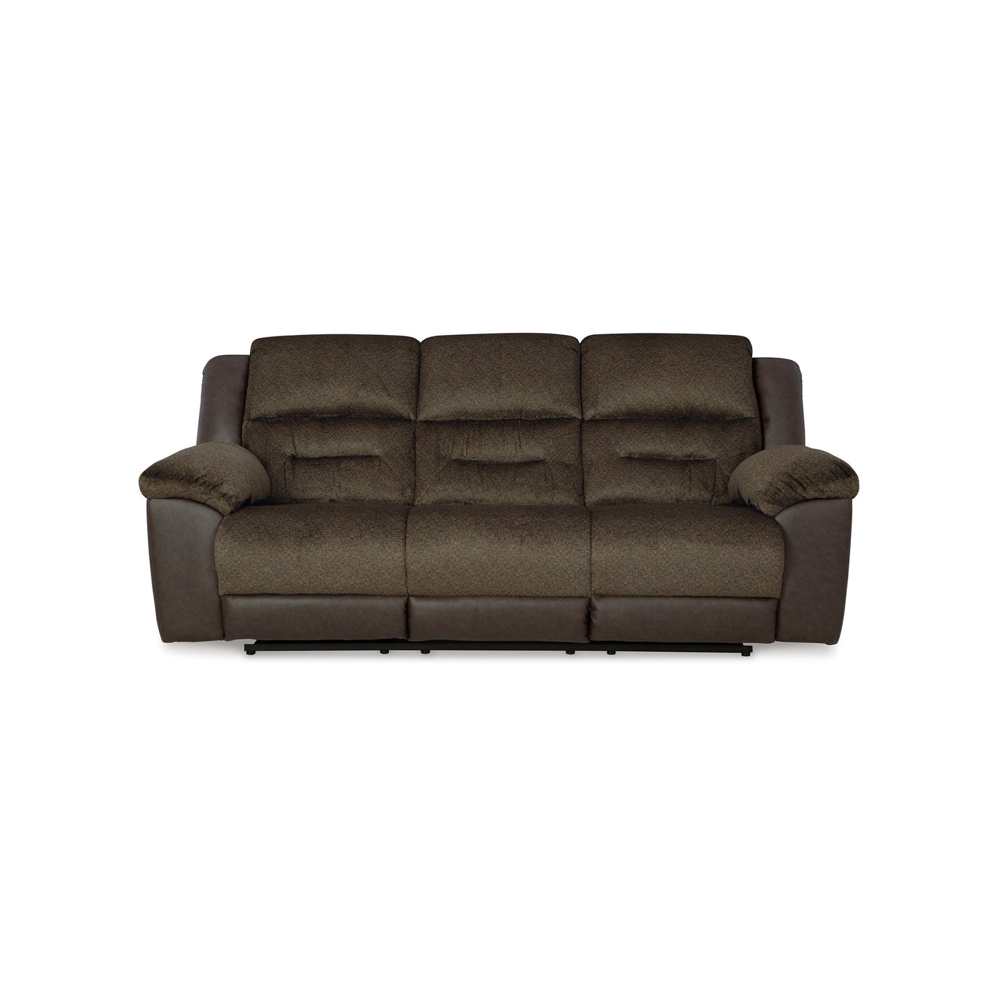 Orman Manual Recliner Sofa, Matte Chocolate Brown Faux Leather 91 Inch