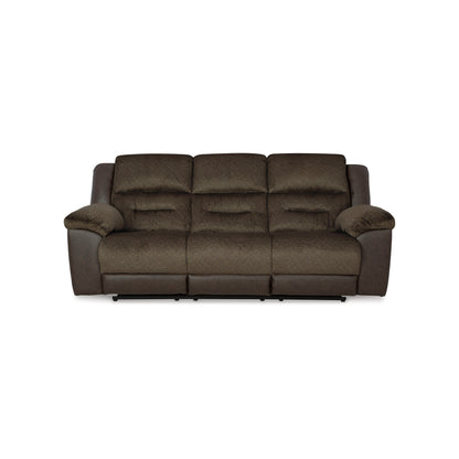 Orman Manual Recliner Sofa, Matte Chocolate Brown Faux Leather 91 Inch