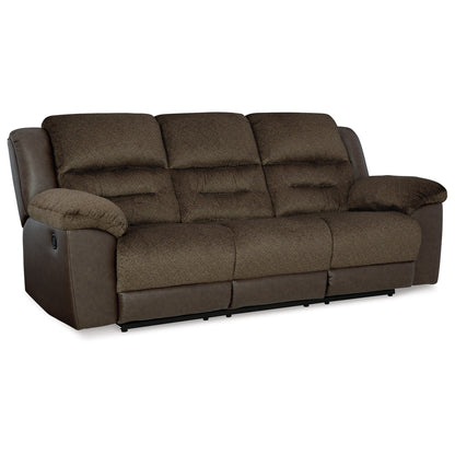 Orman Manual Recliner Sofa, Matte Chocolate Brown Faux Leather 91 Inch