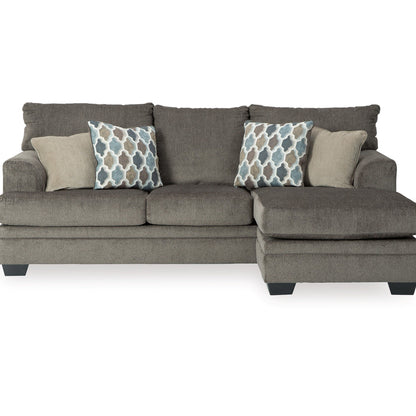 Orsten Sofa Chaise, Slate Gray Chenille, 4 Throw Pillows, 92 Inch