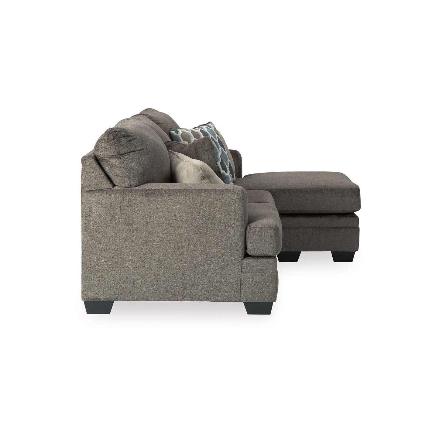 Orsten Sofa Chaise, Slate Gray Chenille, 4 Throw Pillows, 92 Inch