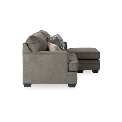 Orsten Sofa Chaise, Slate Gray Chenille, 4 Throw Pillows, 92 Inch