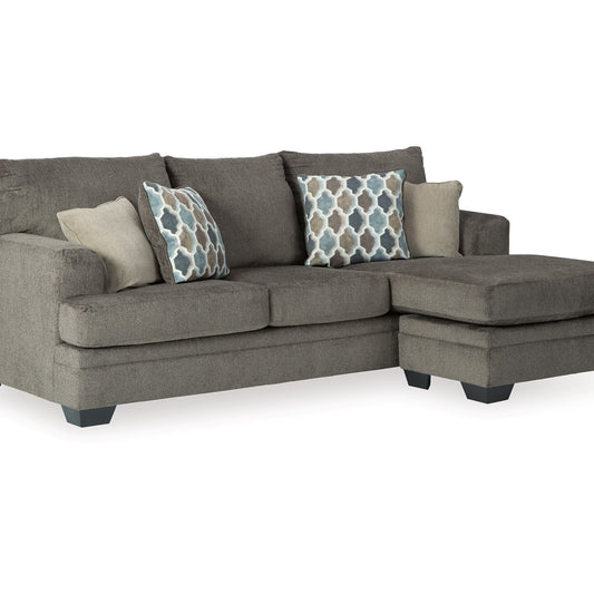 Orsten Sofa Chaise, Slate Gray Chenille, 4 Throw Pillows, 92 Inch