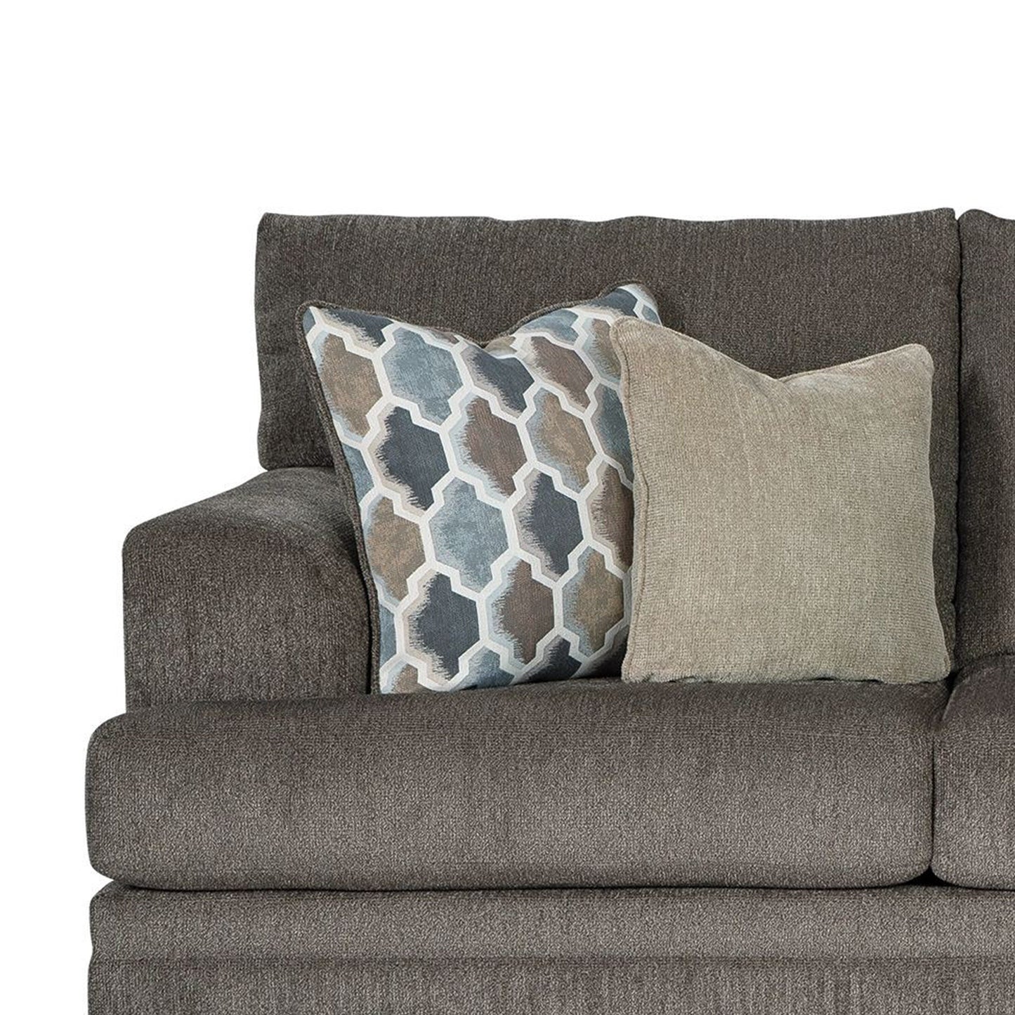 Orsten Sofa, Slate Gray Polyester, 4 Accent Throw Pillows, 92 Inch