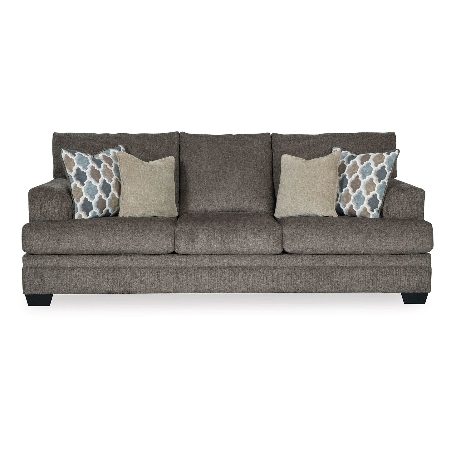 Orsten Sofa, Slate Gray Polyester, 4 Accent Throw Pillows, 92 Inch