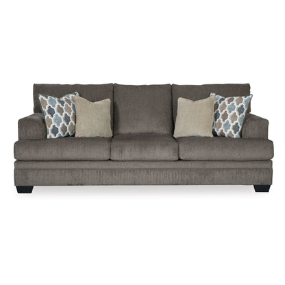 Orsten Sofa, Slate Gray Polyester, 4 Accent Throw Pillows, 92 Inch