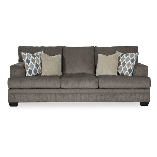 Orsten Sofa, Slate Gray Polyester, 4 Accent Throw Pillows, 92 Inch