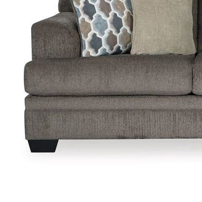 Orsten Sofa, Slate Gray Polyester, 4 Accent Throw Pillows, 92 Inch