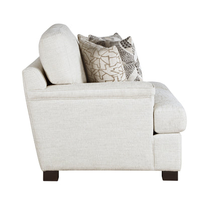 Osy Sofa with 4 Accent Pillows, 91 Inch, Soft Ivory Chenille