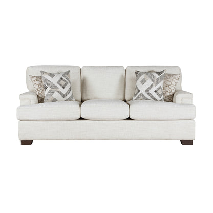 Osy Sofa with 4 Accent Pillows, 91 Inch, Soft Ivory Chenille
