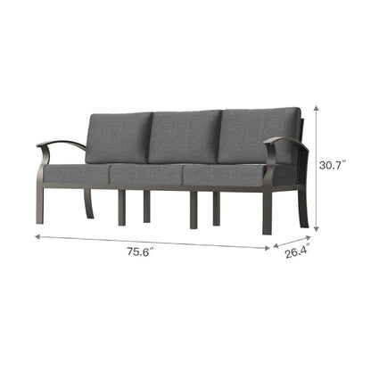 Outdoor Aluminum Couch Settee with Grey Cushions