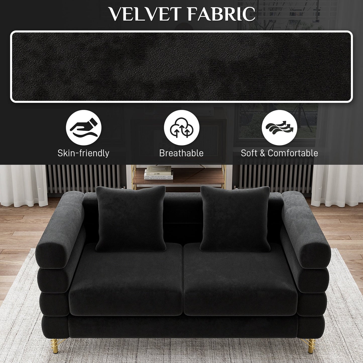 Ouyessir Mid Century Sofa Couch for Bedroom, Living Room, Lounges, Office, Apartment