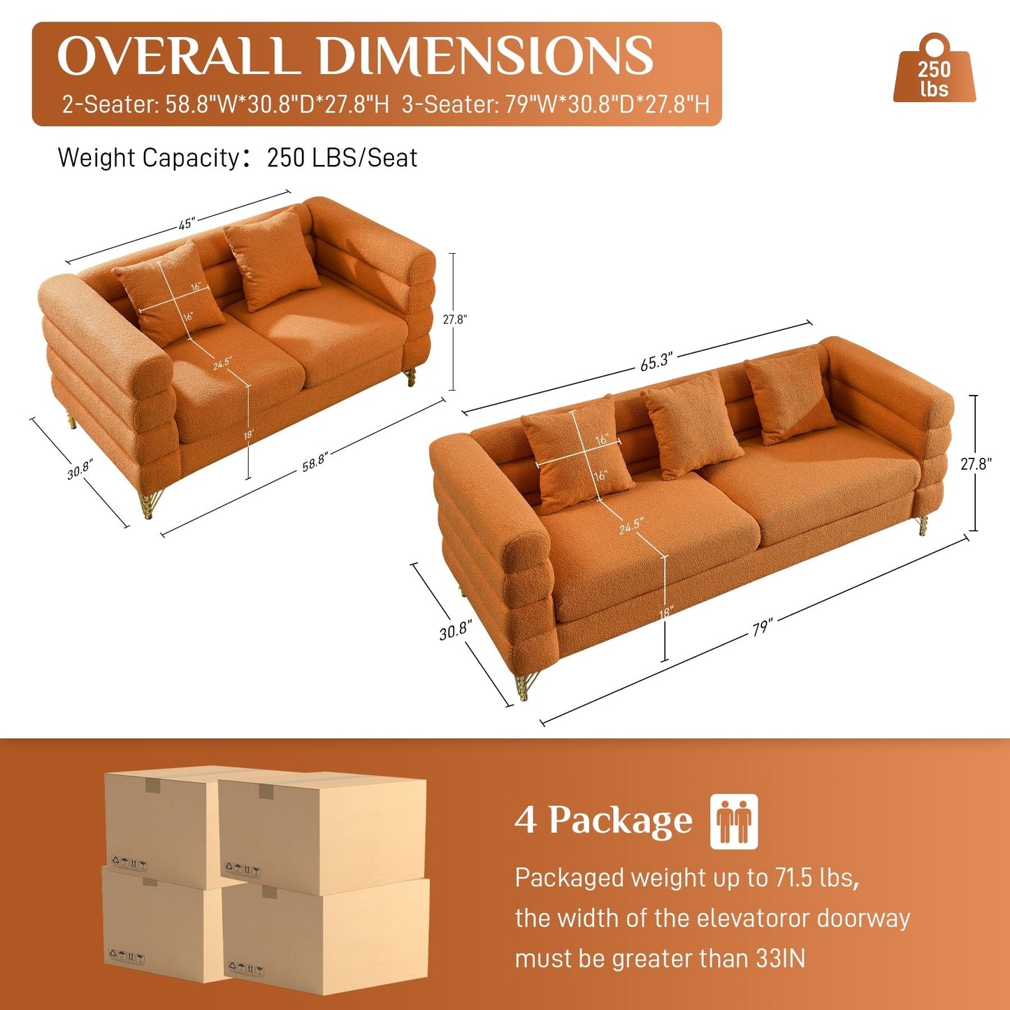 Ouyessir Mid Century Sofa Couch for Bedroom, Living Room, Lounges, Office, Apartment