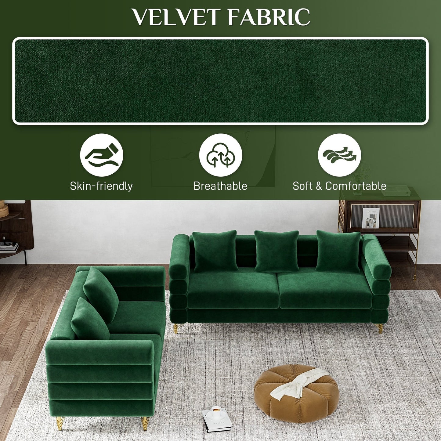 Ouyessir Mid Century Sofa Couch for Bedroom, Living Room, Lounges, Office, Apartment