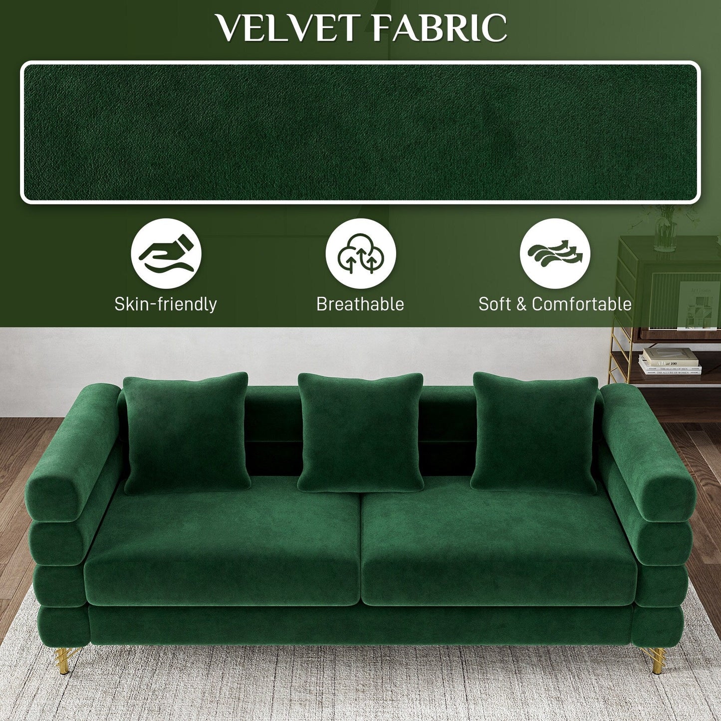 Ouyessir Mid Century Sofa Couch for Bedroom, Living Room, Lounges, Office, Apartment