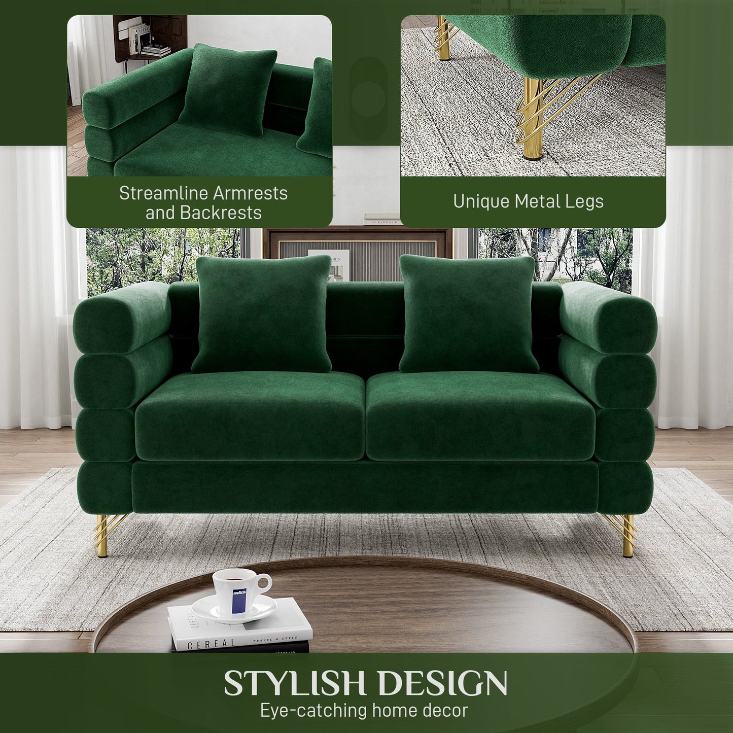 Ouyessir Mid Century Sofa Couch for Bedroom, Living Room, Lounges, Office, Apartment