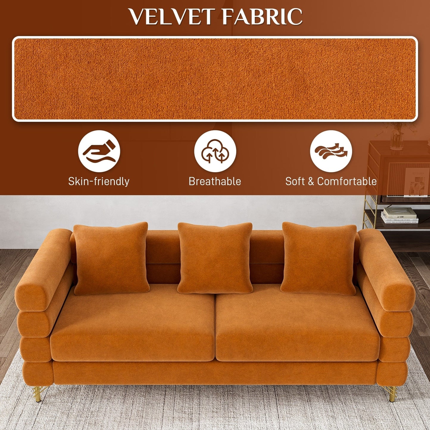 Ouyessir Mid Century Sofa Couch for Bedroom, Living Room, Lounges, Office, Apartment