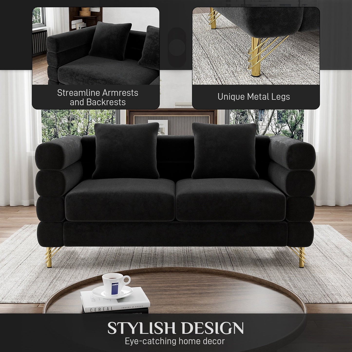 Ouyessir Mid Century Sofa Couch for Bedroom, Living Room, Lounges, Office, Apartment