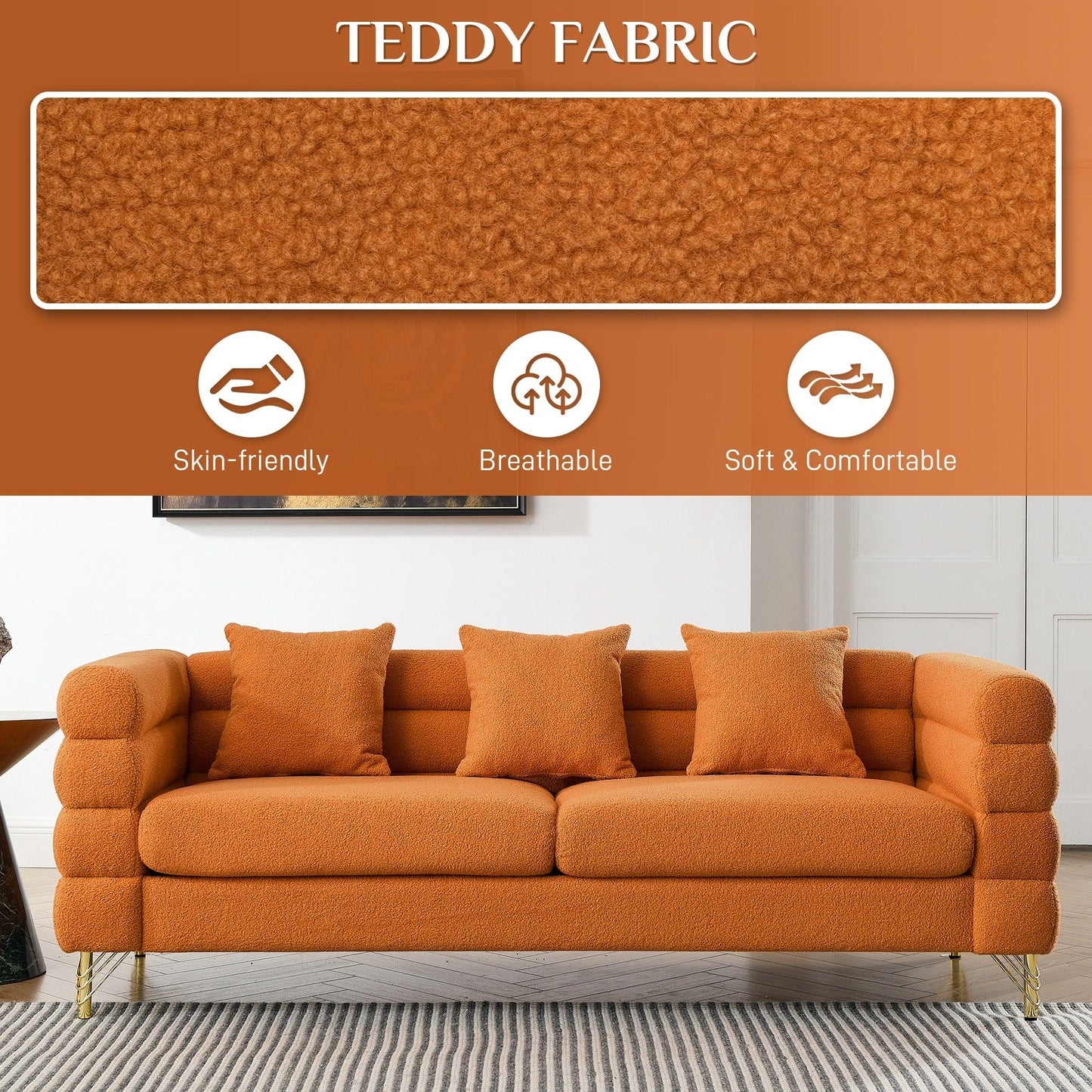 Ouyessir Mid Century Sofa Couch for Bedroom, Living Room, Lounges, Office, Apartment