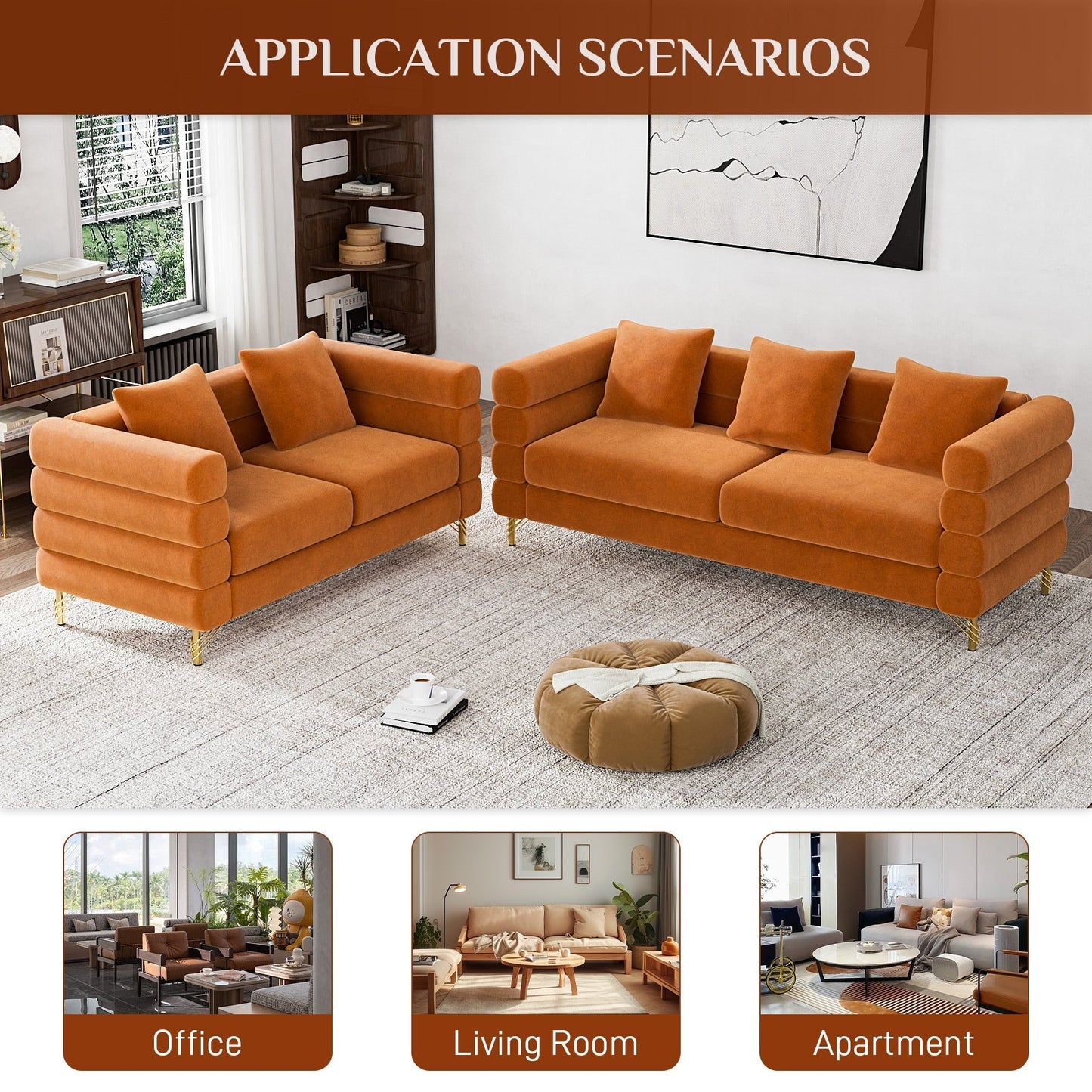 Ouyessir Mid Century Sofa Couch for Bedroom, Living Room, Lounges, Office, Apartment
