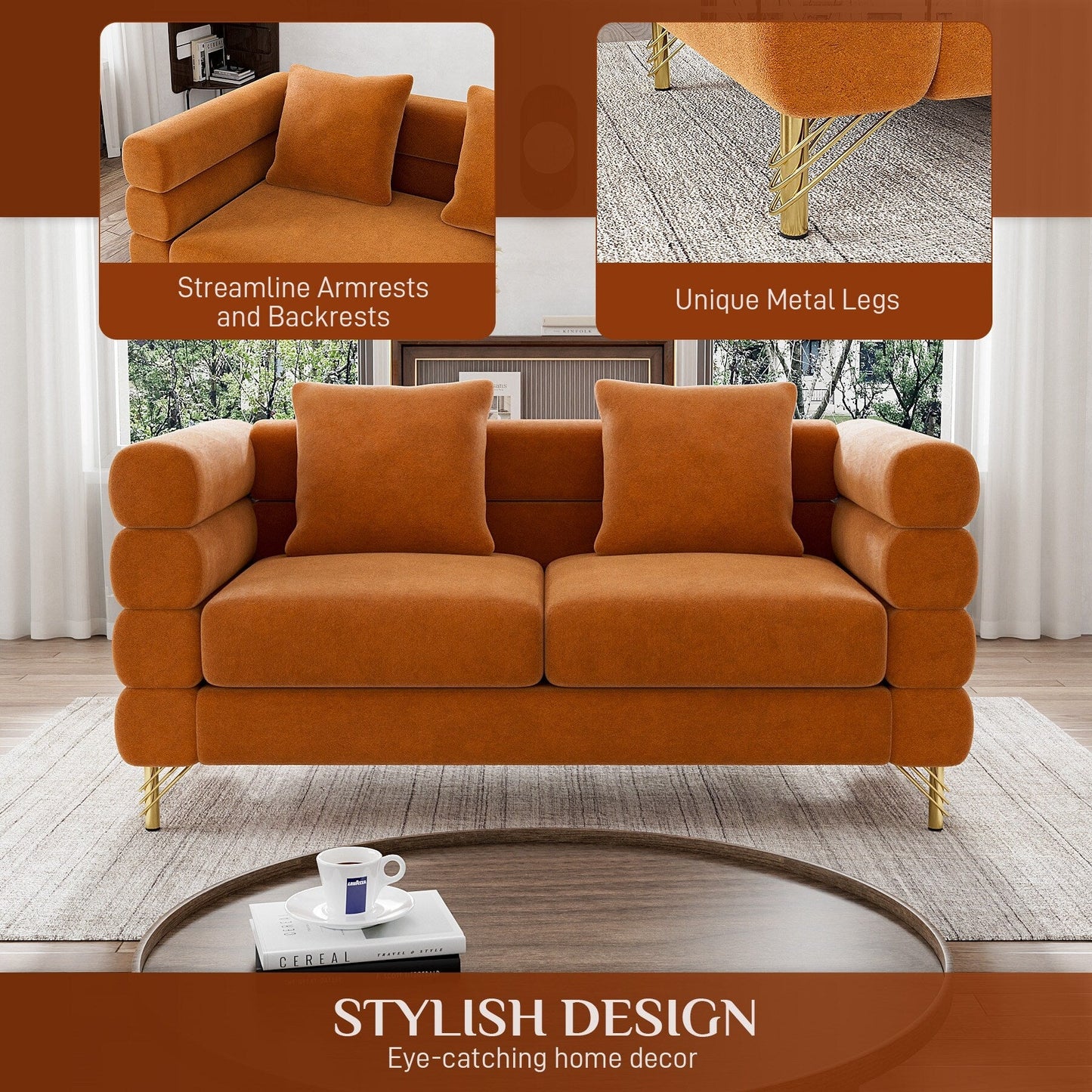 Ouyessir Mid Century Sofa Couch for Bedroom, Living Room, Lounges, Office, Apartment