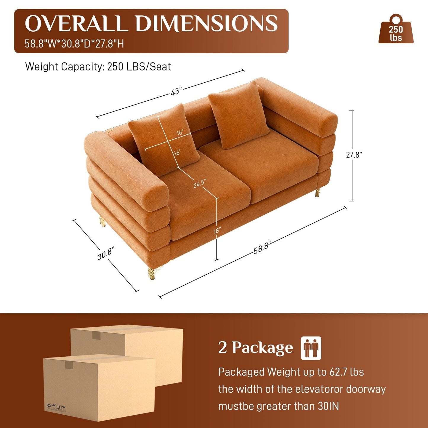 Ouyessir Mid Century Sofa Couch for Bedroom, Living Room, Lounges, Office, Apartment