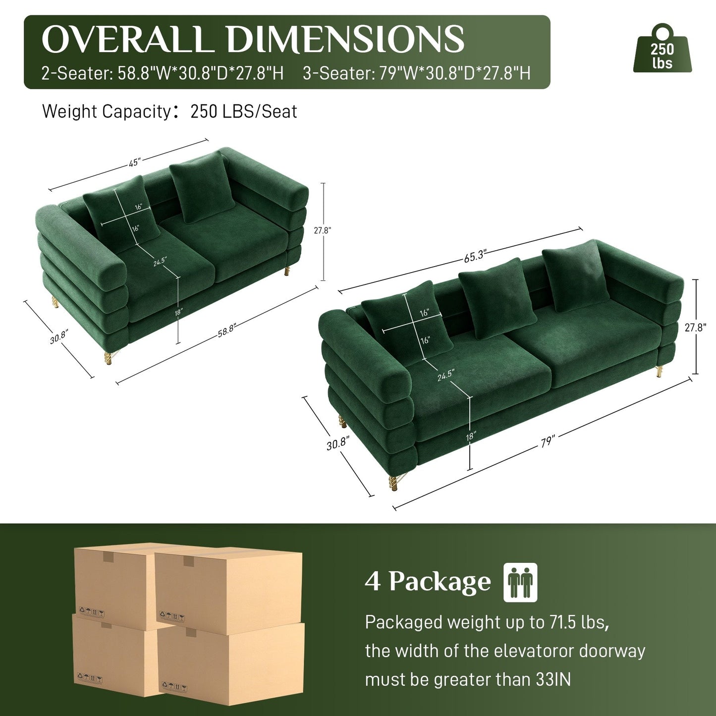 Ouyessir Mid Century Sofa Couch for Bedroom, Living Room, Lounges, Office, Apartment