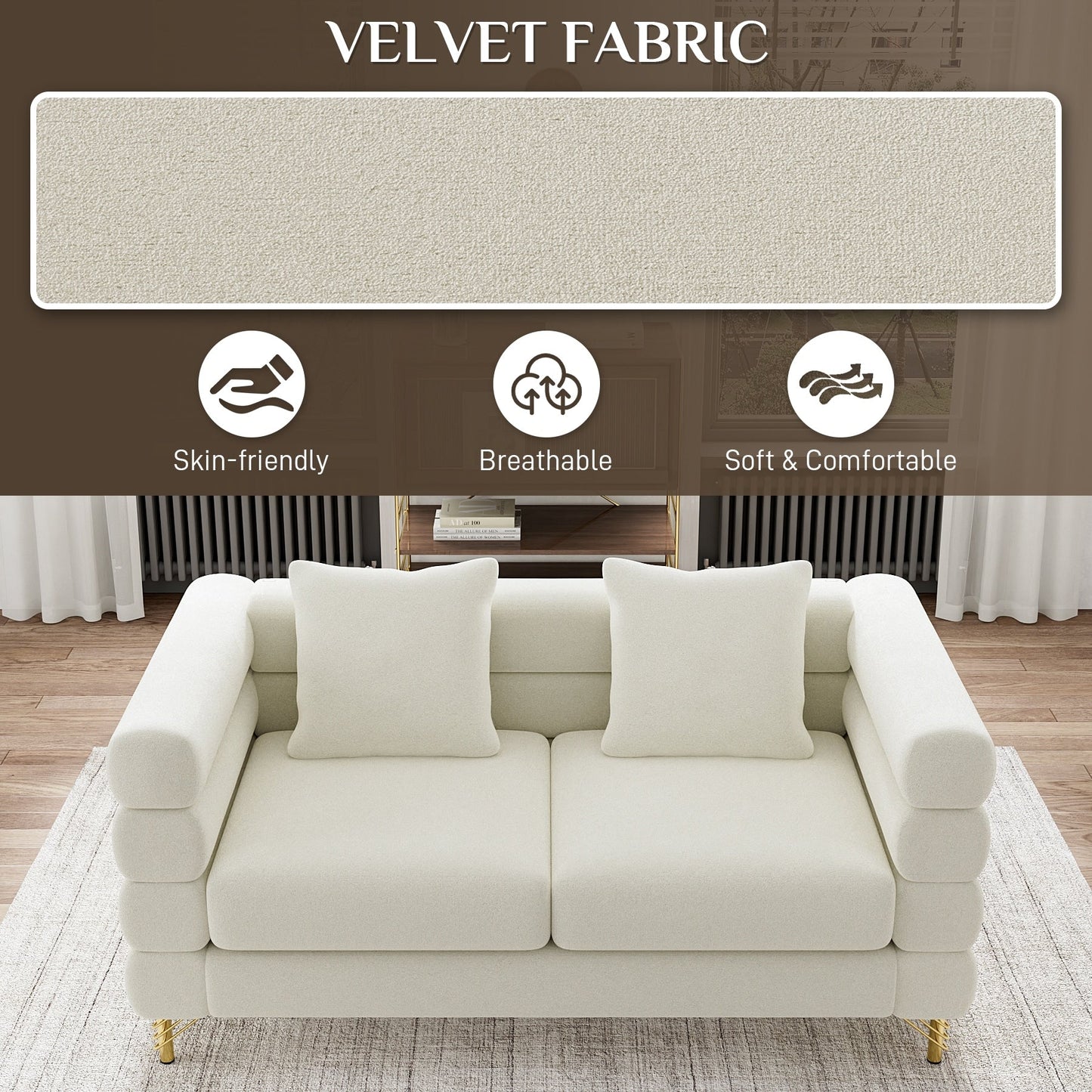 Ouyessir Mid Century Sofa Couch for Bedroom, Living Room, Lounges, Office, Apartment