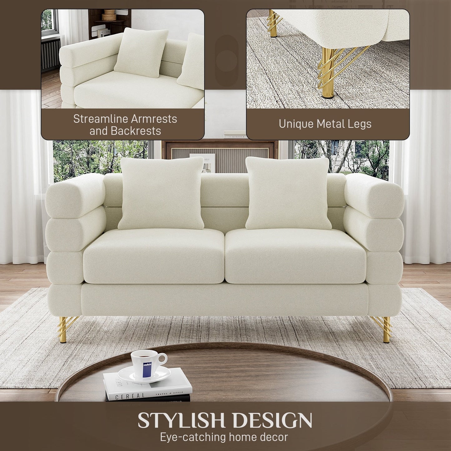 Ouyessir Mid Century Sofa Couch for Bedroom, Living Room, Lounges, Office, Apartment