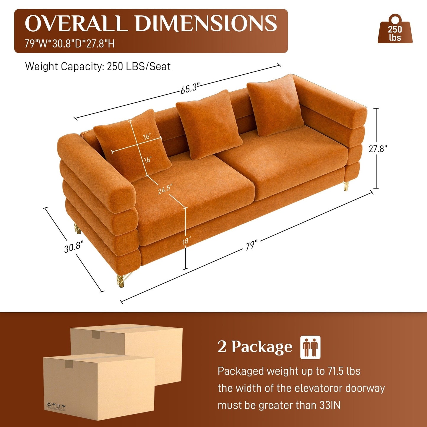 Ouyessir Mid Century Sofa Couch for Bedroom, Living Room, Lounges, Office, Apartment