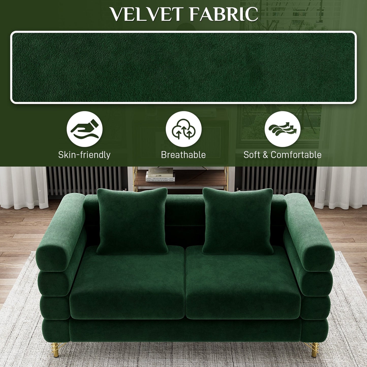 Ouyessir Mid Century Sofa Couch for Bedroom, Living Room, Lounges, Office, Apartment