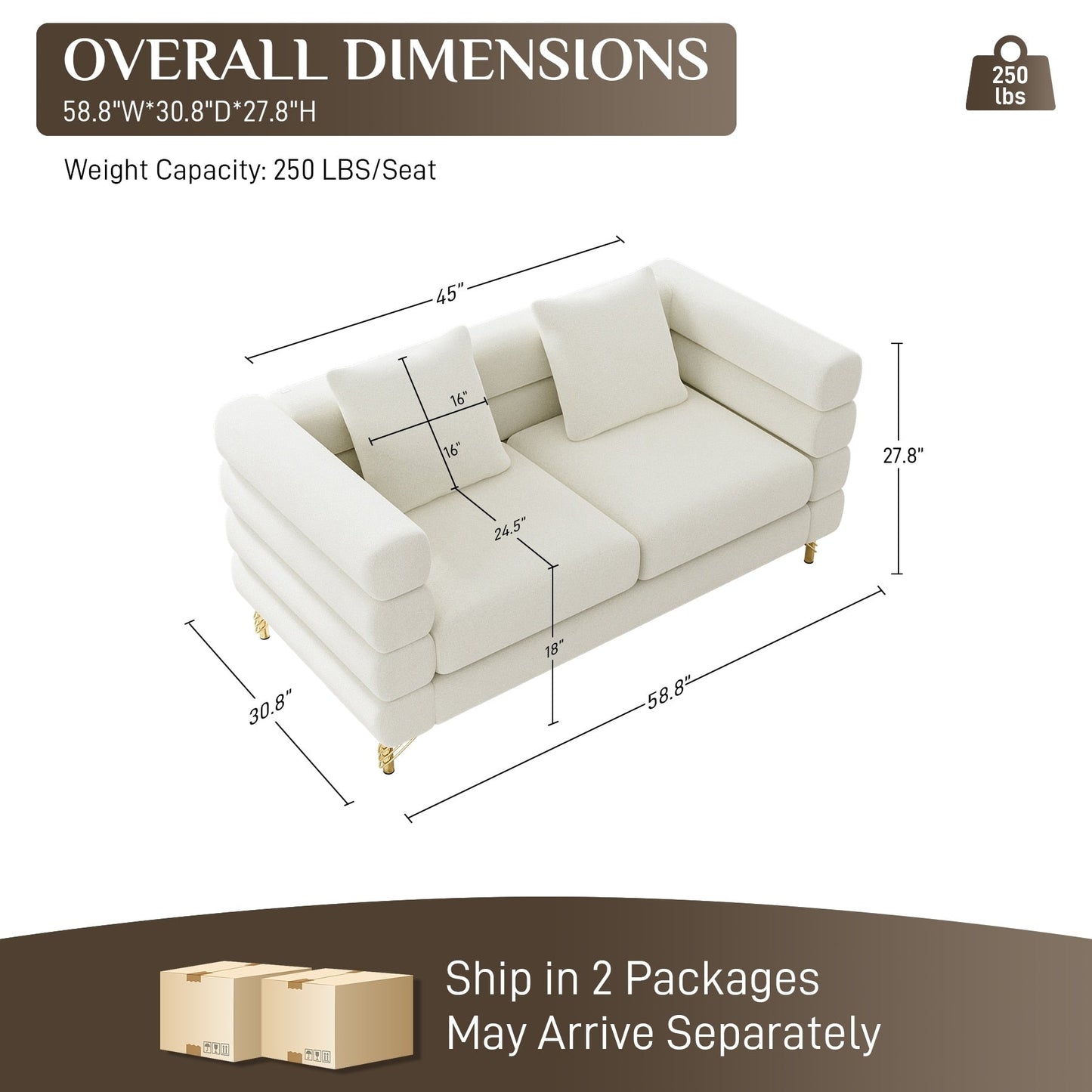 Ouyessir Mid Century Sofa Couch for Bedroom, Living Room, Lounges, Office, Apartment