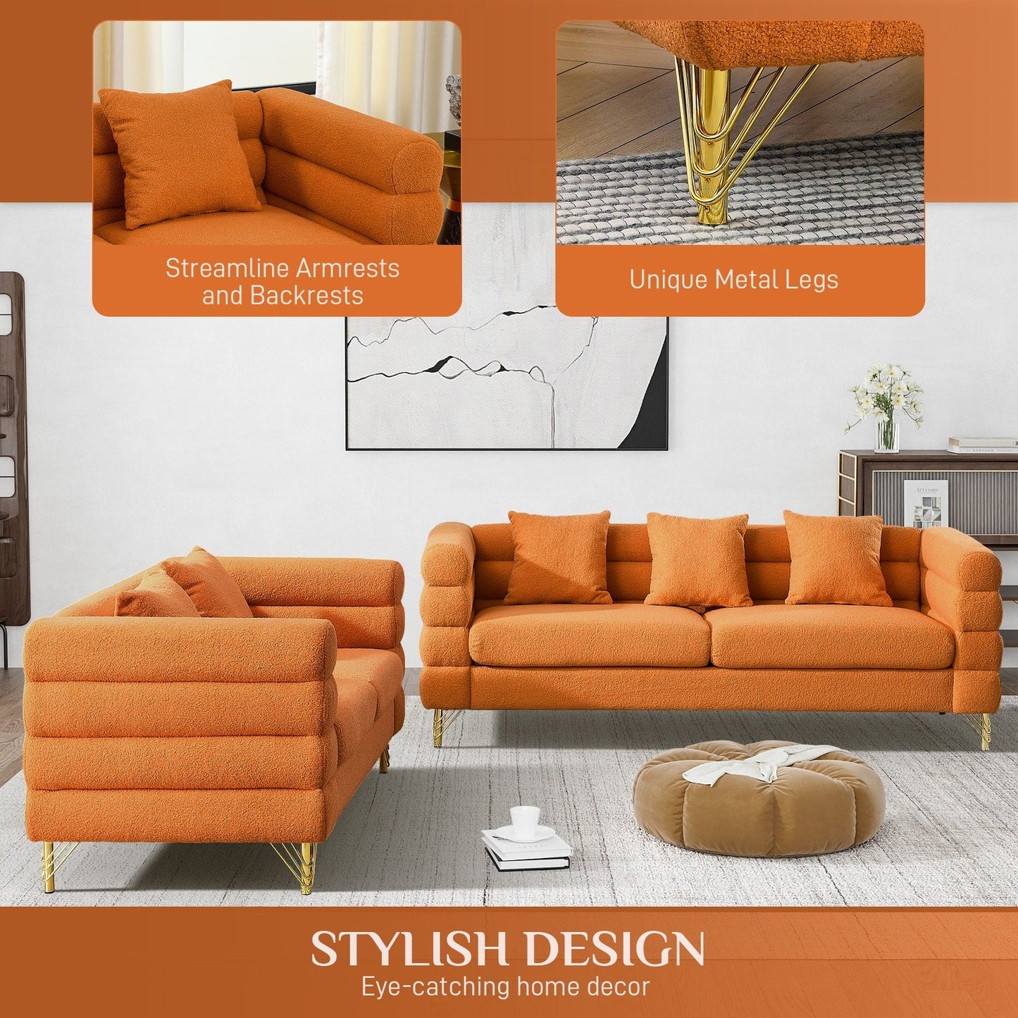 Ouyessir Mid Century Sofa Couch for Bedroom, Living Room, Lounges, Office, Apartment